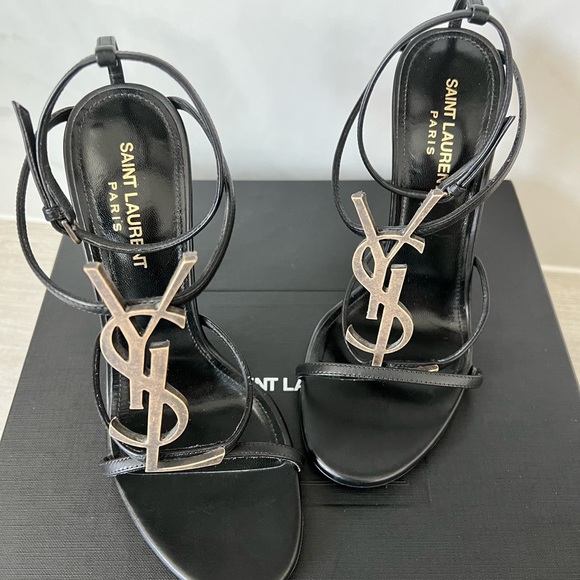 YSL Yves Saint Laurent Cassandra Medallion Stiletto Sandals Heels - Picture 2 of 8